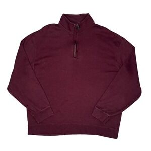 Roundtree‎ & Yorke Burgundy Quarter Zip Sweater Mens XL Cotton Pullover